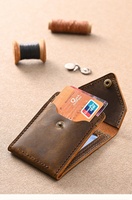 Kit Dompet DIY untuk Pria, Dompet Kulit Saku Depan untuk Wanita, Kulit Crazy Horse Retro, Tas ID Sederhana, Kit Dompet SIM DIY