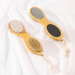 Lima de pie de bambú natural, removedor de callos, multiusos, 4 en 1, Kit de pedicura para pies con cuidado de los pies, cepillo de cerdas de jabalí, <span class=keywords><strong>piedra</strong></span> pómez - Product Image 6