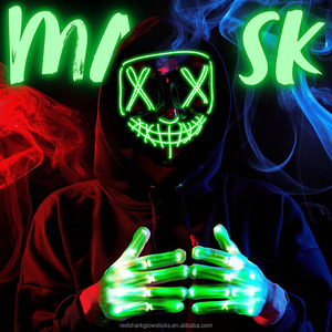 Siêu mát Halloween mặt nạ sáng EL lạnh ánh sáng mặt nạ đen V từ Vendetta kinh dị ma mặt dẫn Đảng prom đạo cụ - Product Image 3