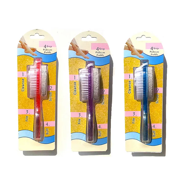 Brosse pour les pieds 4 en 1, grain + EVA + PS + PVC + acier au carbone, outil de soins des pieds, quatre faces, lime, chinoises