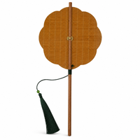 Éventail de taille en bambou fait main avec manche en bois de séquoia, éventail chinois à pompon, décoration murale orientale, cadeau, vente en gros OEM, éventail de taille chinois