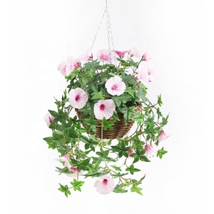Panier suspendu artificiel de 70 cm résistant aux UV, motif fleurs de petunia, fleurs artificielles vibrantes pour balcon extérieur, clôture, patio, jardin - Product Image 1