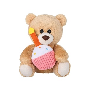 Ours en peluche d'anniversaire avec <span class=keywords><strong>bougie</strong></span> cupcake, ours en peluche doux et moelleux, animal en peluche personnalisé avec logo, décoration pour baby shower et anniversaire - Product Image 4