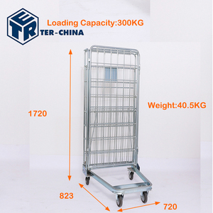 Draadgaas Rolkooi <span class=keywords><strong>Trolley</strong></span> Metalen Gaas Transportrol Container Draadcontainer Met Plank Kooi Rolkooi Handkarren & Trolleys - Product Image 2