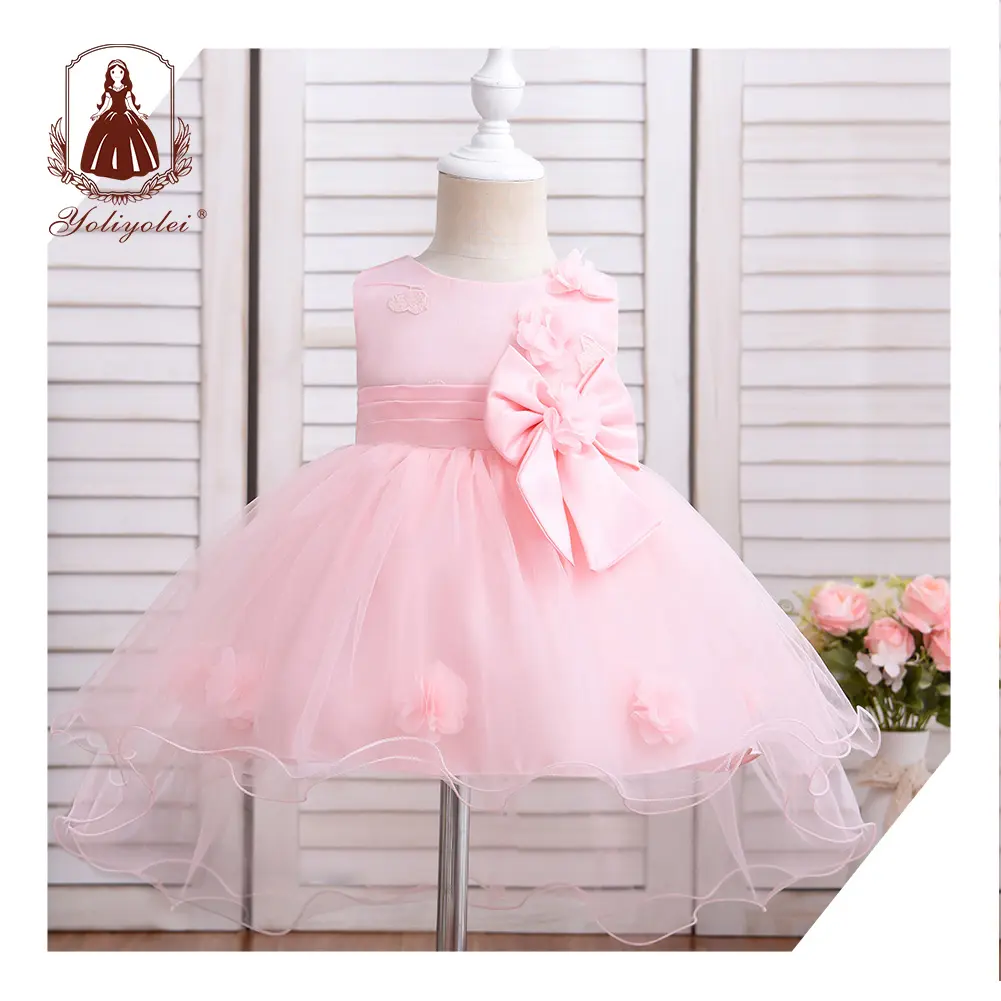 Outong Infant Clothing Robes Pour Fillettes Big Bow Tulle Children Formal Dresses Girls Baby Party Dresses For Special Occasion