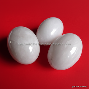 ประติมากรรมอัญมณีแกะสลักทางศาสนาของ Lingams สีขาว - Product Image 1