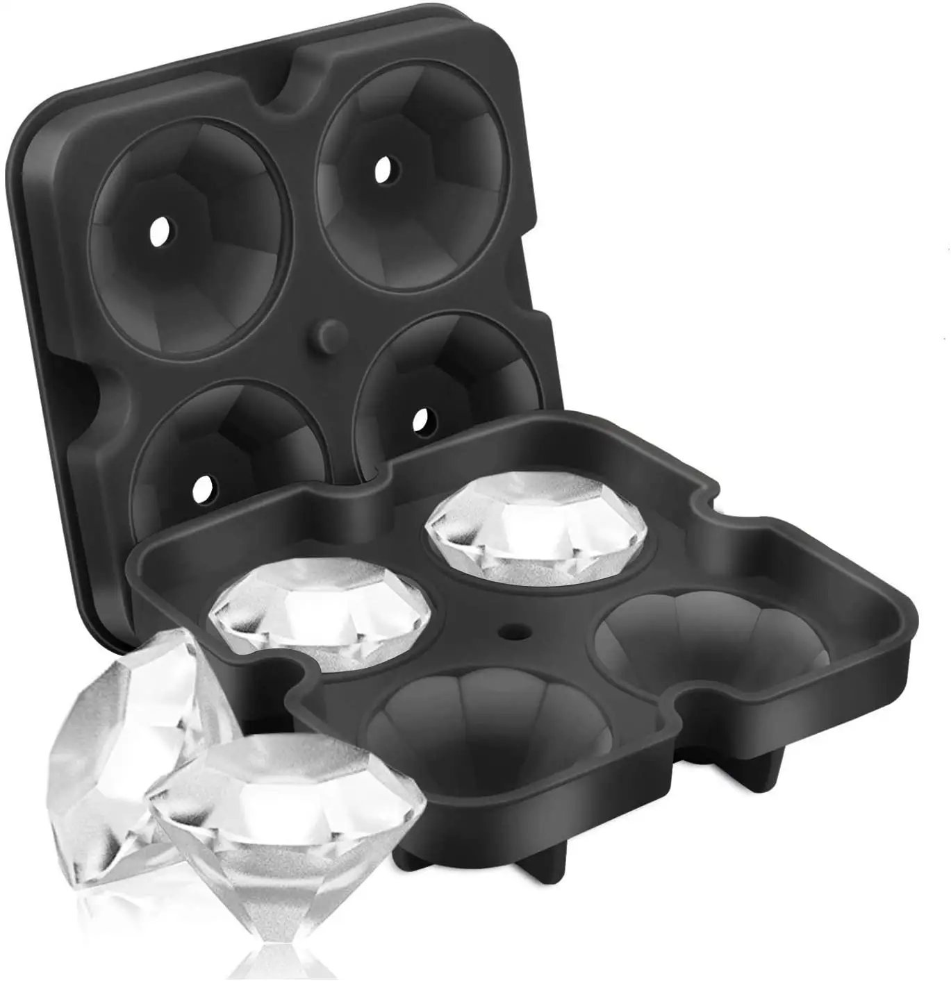 Personalizzato BPA-Free 2.5 "Whisky Mini Diamond Ice Hielo sfera stampi per palline Maker 6cm stampo per palline di ghiaccio in Silicone