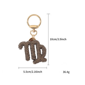 Rhinestone signo del zodiaco llavero horóscopo encantos Bling diamantes de cristal 12 astrología estrella signo llaveros joyería - Product Image 6