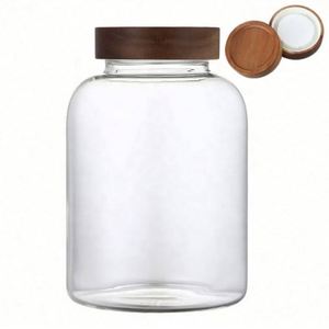 2023 New Style Food Storage Glass Kitchen <b>Wine</b> Storage Sealed With Wood Screw Lid - Product Image 1