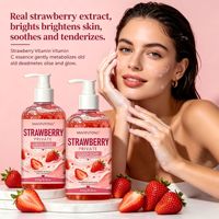 Savon liquide pour le corps à la fraise, à l'aloe vera et à la vitamine E, pH équilibré, hydratant, nettoyage doux, 250 ml, OEM ODM