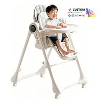 Chaise haute électrique pliable pour bébé, avec double plateau, dossier et hauteur réglables, fabrication OEM