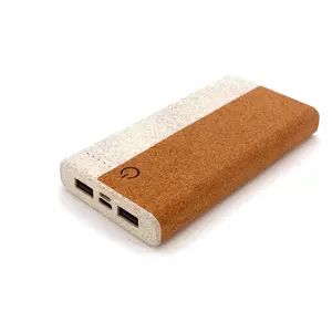 듀얼 USB 출력 및 입력 10000mAh 무선 충전 전원 은행 휴대용 충전기 코르크 무선 전원 은행 밀 짚