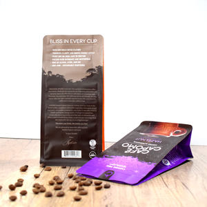 Custom Printed Design Flat Bottom Coffee Beans Resealable Packaging Pouch <b>Tea</b> Coffee <b>Empty</b> Packaging <b>Bags</b> - Product Image 1