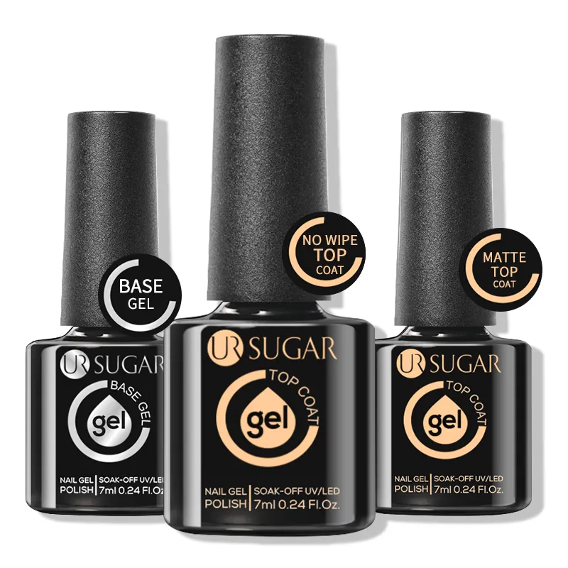 UR SUGAR Nail Art Supplier UV Base Gel Custom Private Label Logo Soak Off Nail Gel Matt Top Gel and Top Coat