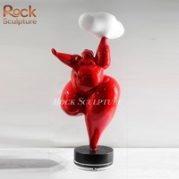 Escultura abstracta moderna para mujer Vestíbulo del hotel Piso grande Figura de fibra de vidrio Adornos de dama gorda