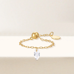 Anillo de Cadena Ajustable ROXI S925 de Plata de Lujo con Incrustaciones de Circonitas en Forma de Rombo, Corazón, Lágrima y Marquesa - Product Image 3