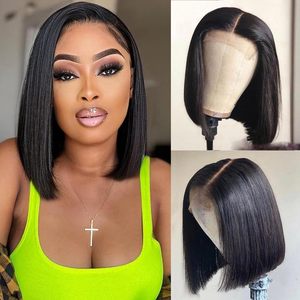 Perruques Courtes Bob Naturelles Brésiliennes Sans Colle en Cheveux Humains, Perruques Lace Front pour Femmes Noires, Perruques Frontales HD en Cheveux Humains à Prix Abordable - Product Image 2