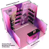 Stand d'exposition modulaire semi-fermé en alliage d'aluminium, grand support de toile de fond 100 % polyester 10x10 pour salons professionnels de beauté