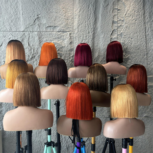 Parrucca Bob Ombre in <span class=keywords><strong>Capelli</strong></span> Vietnamiti Double Drawn con Frontale in Pizzo, Cuticole Allineate, Naturale, Senza Colla, Colorata, HD Lace - Product Image 1