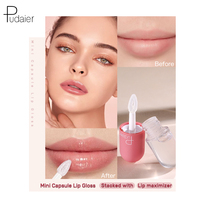 Gloss à lèvres miniature hydratant changeant de couleur Pudaier, vente en gros, gloss à lèvres miniature pailleté, fournisseur de gloss à lèvres miniature, marque privée, gloss à lèvres transparent