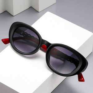 Nuevas gafas de sol con montura ovalada retro europeas y americanas para mujer, montura negra de PC, protección UV400, clase 2, venta al por mayor - Product Image 1