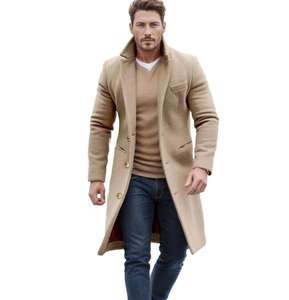 Manteau en laine <span class=keywords><strong>mi</strong></span>-long pour <span class=keywords><strong>homme</strong></span>, manteau d'hiver pour <span class=keywords><strong>homme</strong></span> à simple boutonnage, veste coupe-vent unie pour <span class=keywords><strong>homme</strong></span> - Product Image 1