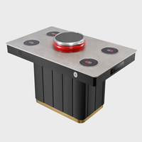Ensemble de table à manger en marbre pour buffet coréen pour marmite et barbecue Shabu Shabu avec grill pour restaurant