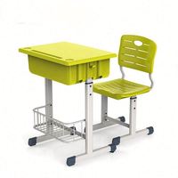 Ensemble bureau et chaise réglables pour étudiants avec tiroir et plateau de travail en plastique pour l'étude en classe