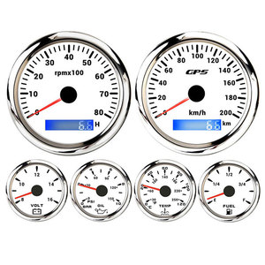 Juego de 6 indicadores de 85 mm: Velocímetro GPS de 200 km/h y Tacómetro de 8000 RPM, con indicadores de Combustible/<span class=keywords><strong>Aceite</strong></span>/Temperatura/Voltaje de 52 mm (Versión EE. UU.) - Product Image 1