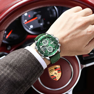 Reloj POEDAGAR E108 de Doble Pantalla, Cronógrafo, Deportivo, de Cuero, Resistente al Agua, de Cuarzo, para Hombre - Product Image 3