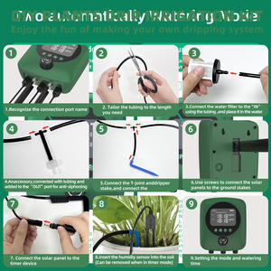 Système d'arrosage automatique intérieur solaire à double pompe, portée 30 m, pour 30 plantes en pot, avec minuterie programmable et entretien goutte à goutte automatique - Product Image 5