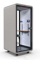 Cabine de bureau acoustique insonorisée OMNI moderne avec ventilation intégrée, design modulaire, lumière LED à détecteur de mouvement