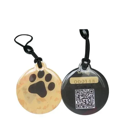 Nfc personnalisé 13.56mhz suivi de la perte étiquette d'identification des animaux de compagnie Anti-perte Nfc Pet Epoxy étiquette volante avec Code Qr