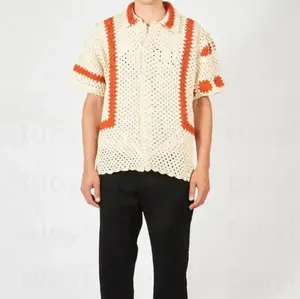 Men's New Fashion Casual graffiti button collar Shirt Button Up Custom Vintage Short Sleeves Shirts