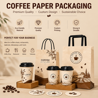 Ensemble d'emballages personnalisés pour café - Sac en papier kraft et gobelet à café jetable avec impression de logo