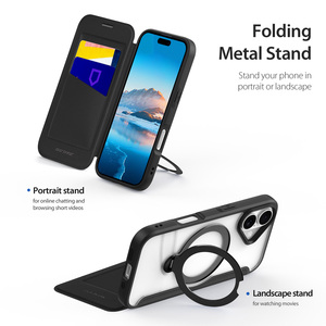 Card pack magnetic <b>phone</b> case suitable for iPhone 17 <b>phone</b> case magnetic bracket flip cover transparent all inclusive - Product Image 5
