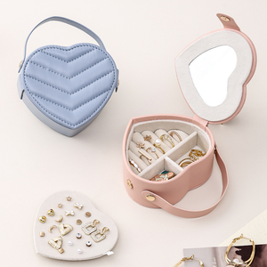 Caja de Almacenamiento de Joyas Portátil en Forma de Corazón, Regalo de San Valentín, Caja para Aretes y Anillos, Ideal para Viajes - Product Image 1