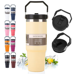 Gobelet isotherme en acier inoxydable à double paroi de 30 oz, écologique, avec paille, pour le camping - Product Image 1