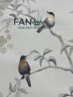 Papier peint en soie brodé de fleurs et d'oiseaux peint à la main pour la décoration murale intérieure de la maison