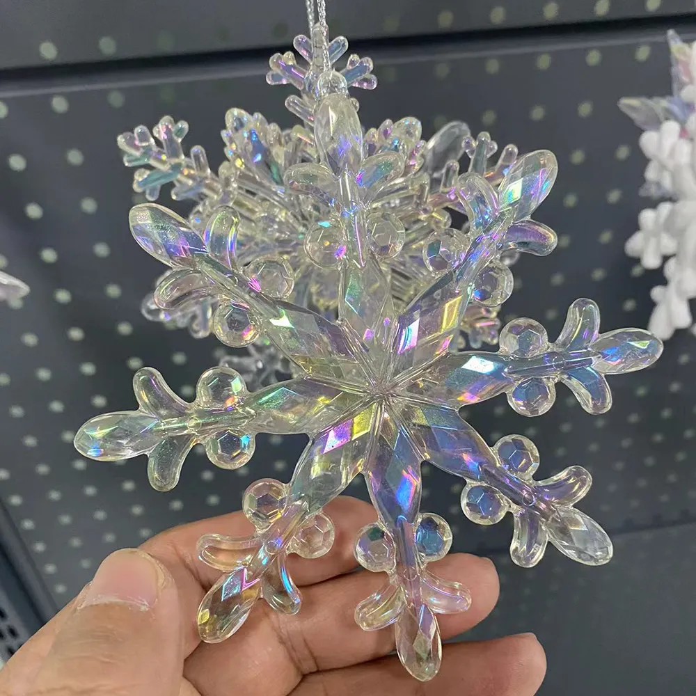 Décoration d'arbre de noël en acrylique transparent découpé au Laser, flocon de neige personnalisé en acrylique, cadeaux de décoration de fête