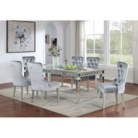 Table à manger argentée avec miroir feuille Accent Design contemporain 1pc Glam Table meubles de salle à manger