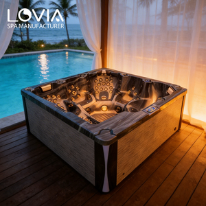 Bain à remous de luxe pour 5 personnes, jacuzzi extérieur, hydrothérapie, bain à remous avec siège lounge, massage, bain à remous - Product Image 1