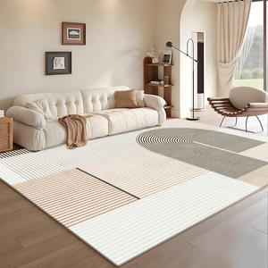พรมปูพื้นลายเรขาคณิตทันสมัย รูปทรงสี่เหลี่ยมผืนผ้า วัสดุเลียนแบบขนแคชเมียร์ กันลื่น เหมาะสำหรับห้องนั่งเล่น ห้องนอน ตกแต่งบ้าน ปี 2025 - Product Image 5