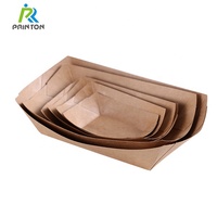 Imprimable papier kraft jetable résistant à l'huile, boîte à snack pour frites, emballage alimentaire, plateau pour bateau