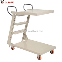 Carro de Almacenamiento de Acero Inoxidable OEM con Cuatro Ruedas para Recolección de Pedidos en Almacén, Manipulación de Cartones, con Recubrimiento en Polvo Plateado
