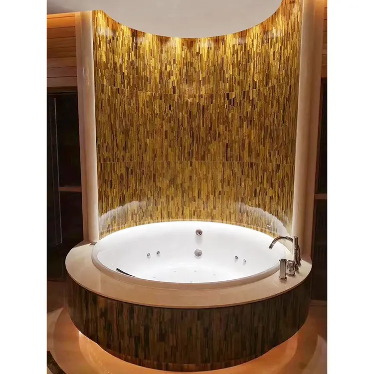 Dekorasi Dinding Batu Akik Emas, Dekorasi Dinding Mata Harimau Kuning Cokelat, Batu Akik Emas untuk Hotel dan Vila