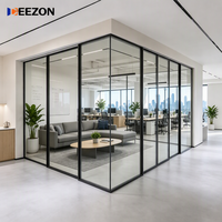 Puertas Corredizas Sin Rieles DEEZON, Modernas, de Aluminio, con Paneles de Vidrio Sin Marco, Insonorizadas, para Interiores de Oficina