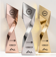 Nouveau design, grand trophée artistique moderne torsadé, personnalisable, impression UV, récompense en résine, 25 cm, durable
