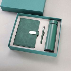 Set de Regalo Promocional al por Mayor: Cuaderno de Cuero PU Azul y Bolígrafo, Set de Regalo Personalizado con Diario A5, Termo y Botella de Agua - Product Image 3