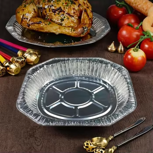 225 oz <strong>Disposable</strong> Aluminum Foil Oven Tray Oval Shape <strong>Turkey</strong> <strong>Roasting</strong> <strong>Pan</strong> with Lid Pulp Material for Food BBQ Takeaway Packaging - Product Image 4